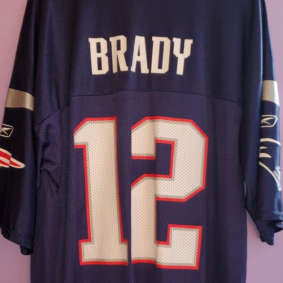 Preowned NFL Navy Jersey-Patriots-Brady #12 - Picture 2 of 2